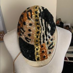 Sequins animal print hat